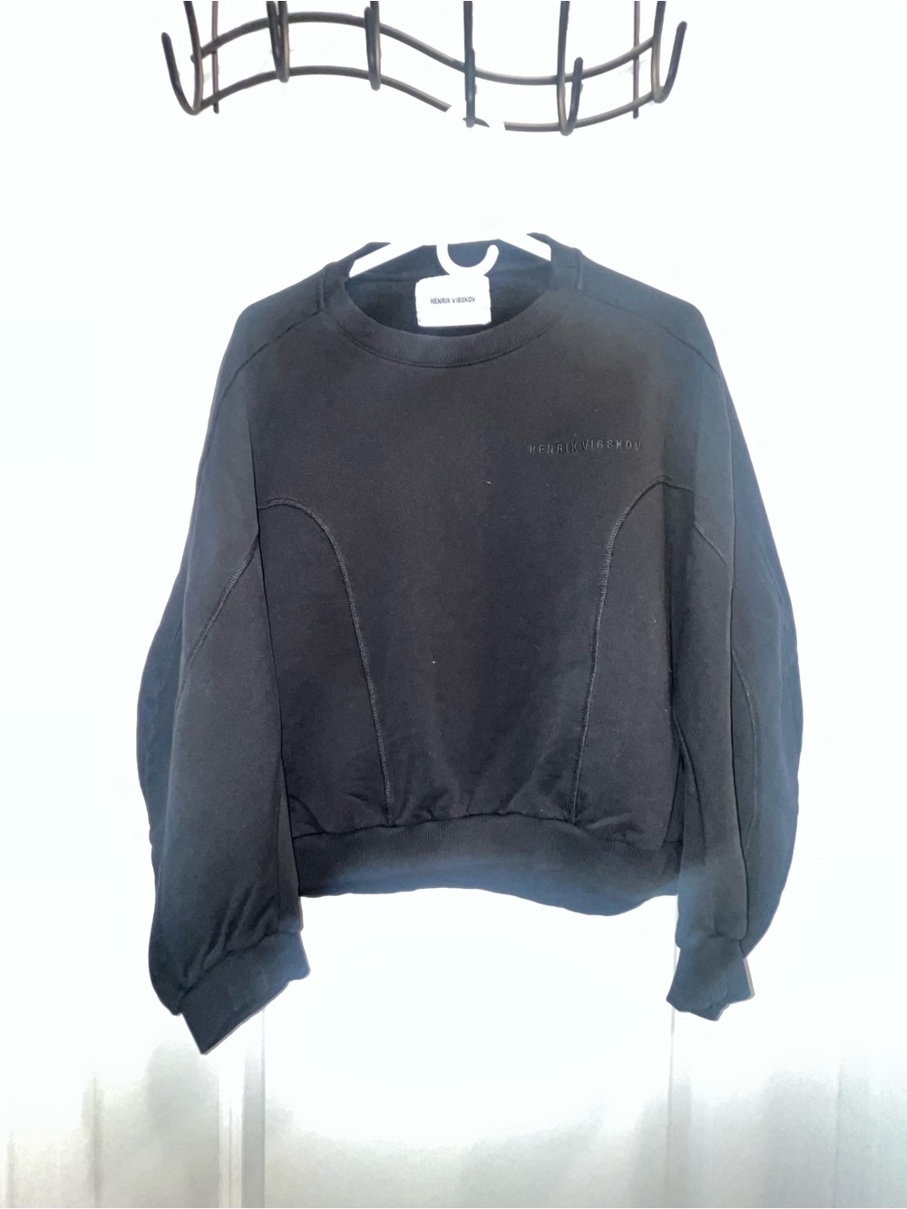 Henrik Vibskov black cotton crewneck sweatshirt.